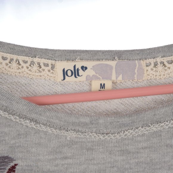 Jolt Gray Floral Embroidered Sweatshirt Medium NWT - Picture 3 of 6